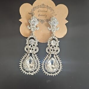 Silver Crystal Drop Earrings